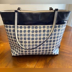 Coach Polkadot patent leather and coated canvas Zip Top Tote